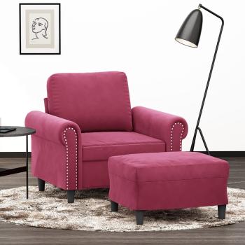 ARDEBO.de - Sessel mit Hocker Weinrot 60 cm Samt