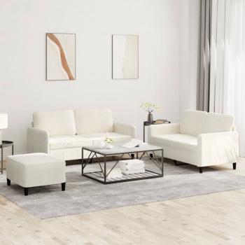 ARDEBO.de - 3-tlg. Sofagarnitur Creme Samt