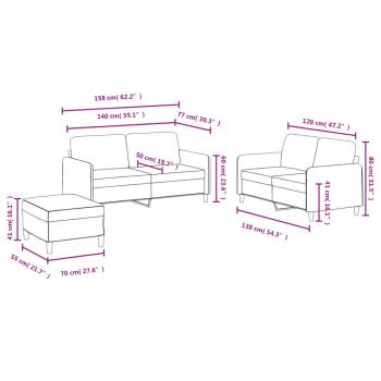 3-tlg. Sofagarnitur Creme Samt