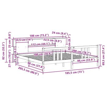 Massivholzbett mit Regal ohne Matratze 180x200 cm Kiefernholz