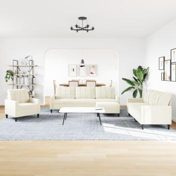 4-tlg. Sofagarnitur mit Kissen Creme Samt
