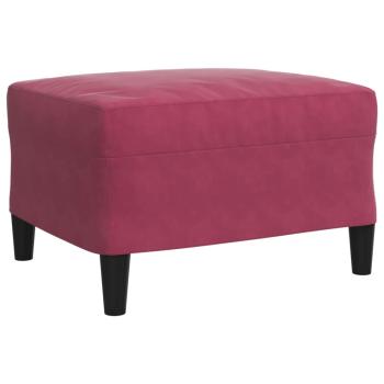 4-tlg. Sofagarnitur mit Kissen und Nackenrollen Weinrot Samt