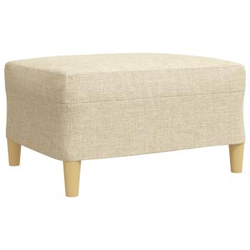 4-tlg. Sofagarnitur mit Fußhocker & Dekokissen Creme Stoff