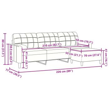 3-Sitzer-Sofa mit Hocker Schwarz 210 cm Samt