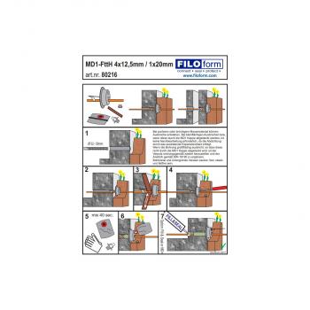 Filoform GT MD1 FttH Mehrfach-Hauseinführung Kabel Ø 4x12,5/1x20mm, Bohrung Ø 32-50mm (80216)