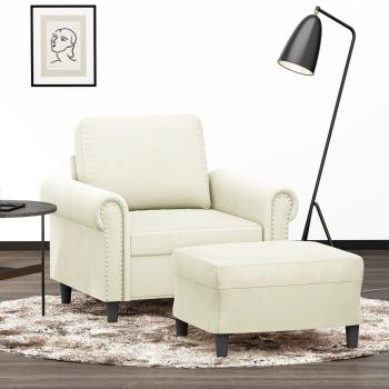 ARDEBO.de - Sessel mit Hocker Creme 60 cm Samt