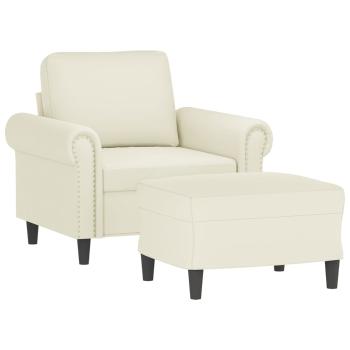 Sessel mit Hocker Creme 60 cm Samt