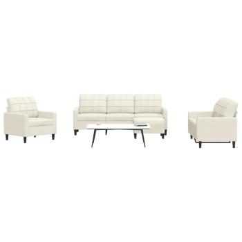 ARDEBO.de - 4-tlg. Sofagarnitur mit Kissen Creme Samt