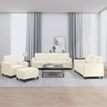 ARDEBO.de - 4-tlg. Sofagarnitur Creme Samt