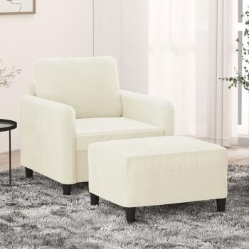ARDEBO.de - Sessel mit Hocker Creme 60 cm Samt