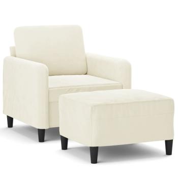 Sessel mit Hocker Creme 60 cm Samt