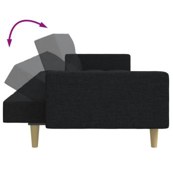 Schlafsofa 2-Sitzer mit Fußhocker Schwarz Stoff