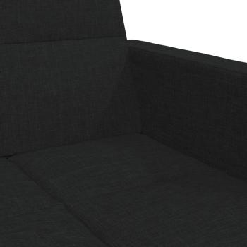 Schlafsofa 2-Sitzer mit Fußhocker Schwarz Stoff