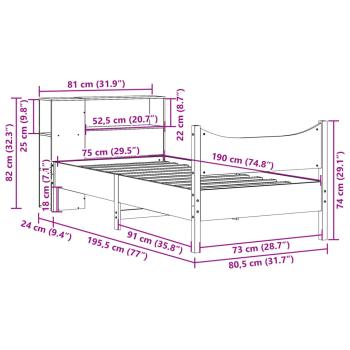 Massivholzbett ohne Matratze 75x190 cm Kiefernholz