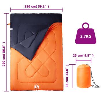 Doppelschlafsack mit Kissen Erwachsene Camping 3-4 Jahreszeiten