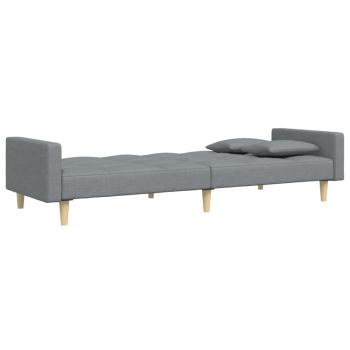 Schlafsofa 2-Sitzer mit Fußhocker Hellgrau Stoff
