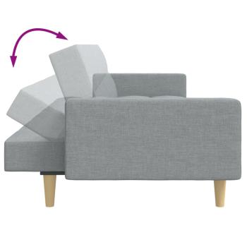 Schlafsofa 2-Sitzer mit Fußhocker Hellgrau Stoff