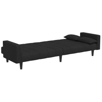 Schlafsofa 2-Sitzer mit Fußhocker Schwarz Stoff