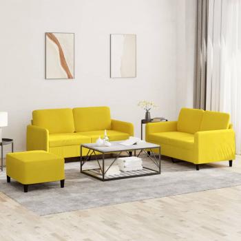 ARDEBO.de - 3-tlg. Sofagarnitur Gelb Samt
