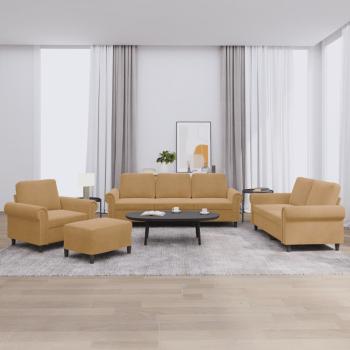 ARDEBO.de - 4-tlg. Sofagarnitur mit Kissen Braun Samt