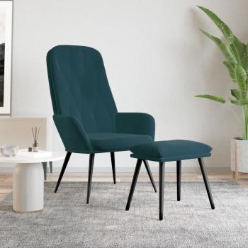 ARDEBO.de - Relaxsessel mit Hocker Blau Samt