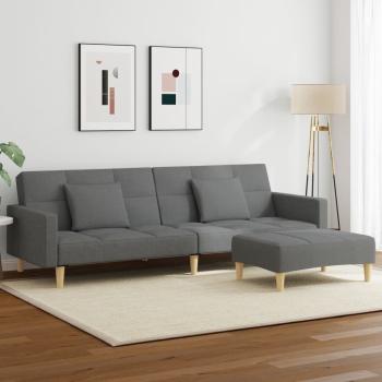 ARDEBO.de - Schlafsofa 2-Sitzer mit Fußhocker Dunkelgrau Stoff