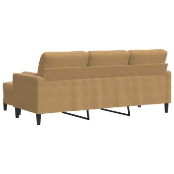 3-Sitzer-Sofa mit Hocker Braun 180 cm Samt