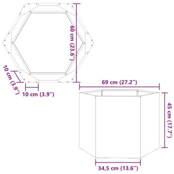 Pflanzkübel Sechseckig 69x60x45 Verzinkter Stahl