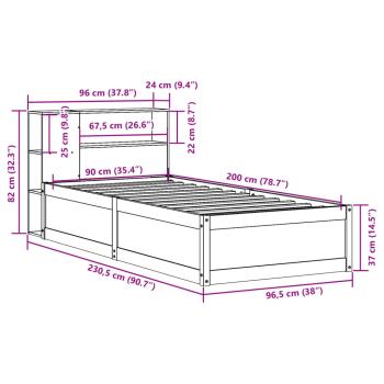 Massivholzbett ohne Matratze Weiß 90x200 cm Kiefernholz