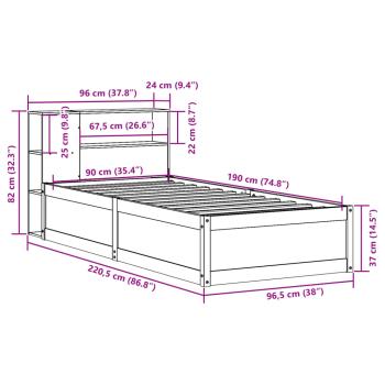 Massivholzbett ohne Matratze 90x190 cm Kiefer