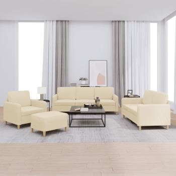ARDEBO.de - 4-tlg. Sofagarnitur mit Kissen Creme Stoff