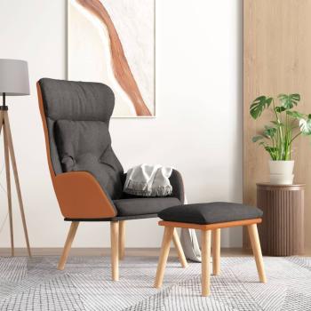 ARDEBO.de - Relaxsessel mit Hocker Dunkelgrau Kunstleder & Stoff