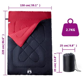 Doppelschlafsack mit Kissen Erwachsene Camping 3-4 Jahreszeiten