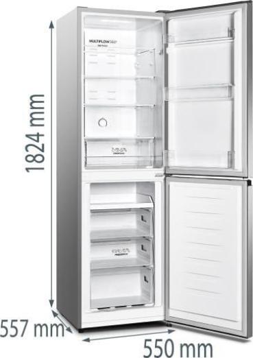 Gorenje NRK418DCS4 Stand Kühl-Gefrierkombination, 55 cm breit, 256 L, EggTray, LED Beleuchtung, EcoMode, grau