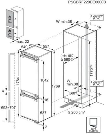 AEG TSC8M183DC Einbau Kühl-Gefrierkombination, Nischenhöhe 178 cm, 245 L, NoFrost, Festtür, LED Beleuchtung, ExtraChill Schublade