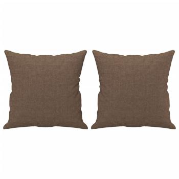 3-tlg. Sofagarnitur mit Kissen Braun Stoff