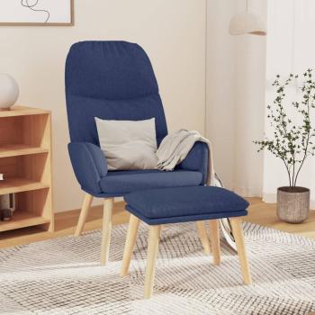 ARDEBO.de - Relaxsessel mit Hocker Blau Stoff