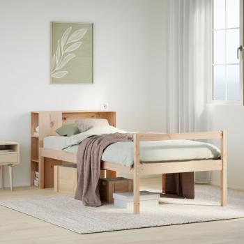 ARDEBO.de - Massivholzbett mit Regal ohne Matratze 100x200 cm Kiefer