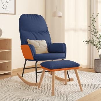 ARDEBO.de - Schaukelsessel mit Hocker Blau Stoff