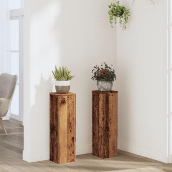 ARDEBO.de - Pflanzenständer 2 Stk. Altholz-Optik 17x17x60 cm Holzwerkstoff