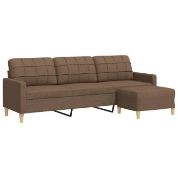 3-Sitzer-Sofa mit Hocker Braun 210 cm Stoff