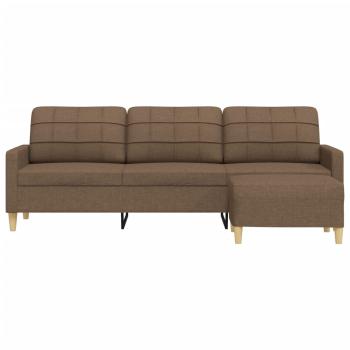 3-Sitzer-Sofa mit Hocker Braun 210 cm Stoff