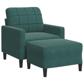 Sessel mit Hocker Dunkelgrün 60 cm Samt