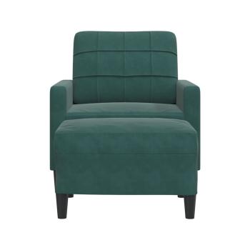 Sessel mit Hocker Dunkelgrün 60 cm Samt