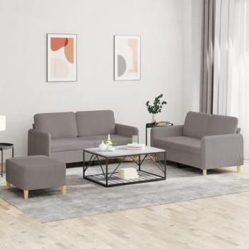 ARDEBO.de - 3-tlg. Sofagarnitur mit Kissen Taupe Stoff