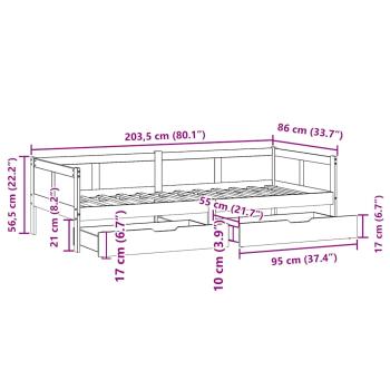 Tagesbett mit Schubladen 80x200 cm Massivholz Kiefer