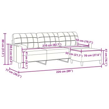 3-Sitzer-Sofa mit Hocker Rosa 210 cm Samt