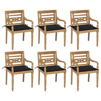 ARDEBO.de - Batavia-Stühle mit Kissen 6 Stk. Massivholz Teak