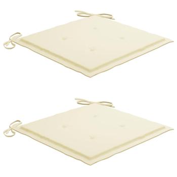 Batavia-Stühle 2 Stk. mit Creme Kissen Teak Massivholz
