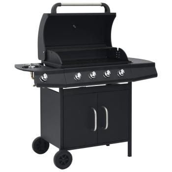 ARDEBO.de - Gasgrill 4+1 Flammen Schwarz Stahl